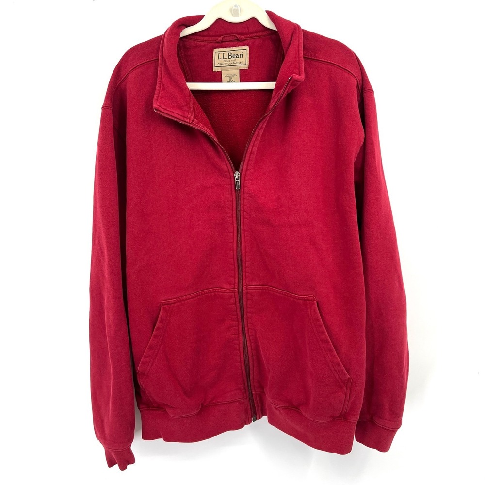 L.L. Bean‎ vintage red full zip cotton blend sweatshirt jacket cabincore outdoor